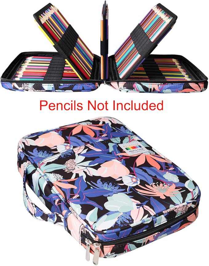 BOMKEE Coloring Pencil Case 220 Slots Pencils/Gel Pens Organizer Waterproof Travel Case Zipper Carrying Portable Pencil Markers Pen Holder Bag for Painter Writers