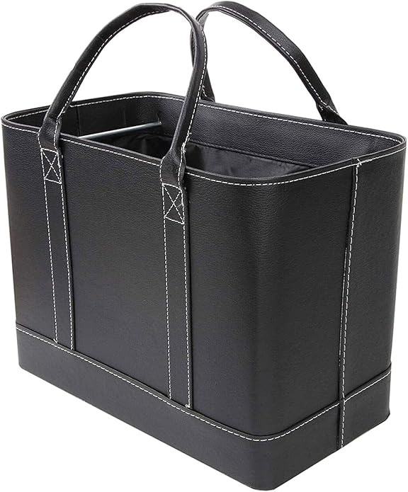 HOME DISTRICT Chic File Organizer Tote - Important Document Organizer Bag, Portable File Box with Handle, Black