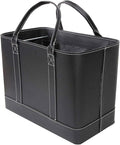 HOME DISTRICT Chic File Organizer Tote - Important Document Organizer Bag, Portable File Box with Handle, Black