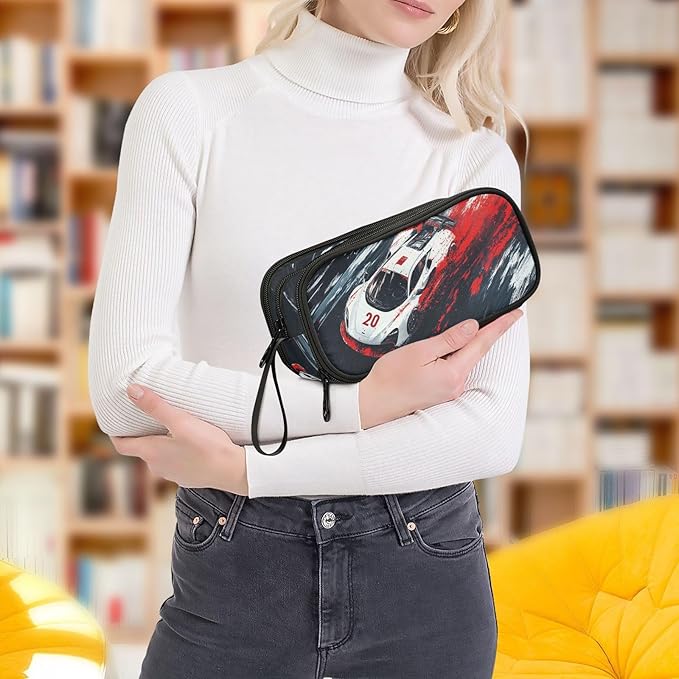 Racing Car Truck Pencil Case Box Boys Girls Large Pencil Pouch with Zipper Compartments Big Capacity Stationery Pen Bag Organizer for Kids Teens Adults School