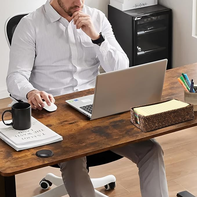 4 x 6 Inch Sticky Note Holder,Seagrass Post It Note Dispenser,Woven Sticky Note Dispenser,Farmhouse Style Post It Holder for Home Office Desk Decor,Coffee