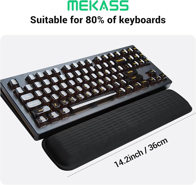 Mekass TKL Keyboard Wrist Rest, Super Soft Memory Foam Ergonomic Computer Wrist Support Pad, Comfortable Desk Wrist Cushion, Laptop Keyboard Hand Rest for Wrists Pain Office Gaming Typing (Light Grey)