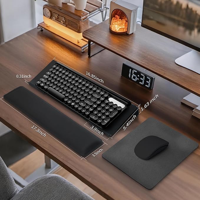 Computer Keyboard Wrist Rest Bracket, Memory Foam Keyboard Wrist Rest Set, Non-Slip Silicone Base, pergonomic and Convenient Typing, ain Relief,Suitable for Office, Work, Gaming (Black)