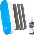loukin Replaceable Dry Erase Eraser, Magnetic Whiteboard Eraser with 3 Replaceable Felt Pads, 4-in-1 Glass Whiteboard Erasers, 3.4 fl oz Cleaner Included (Blue)