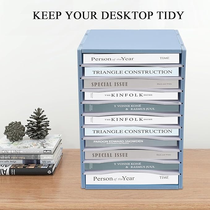 Vertical Desktop Sorter, 11 Slots Mail Organizer Vertical File Organizer, PVC Paper Sorter Organizer with 11 Adjustable Compartments, Construction Paper Storage Mailbox for Home Office