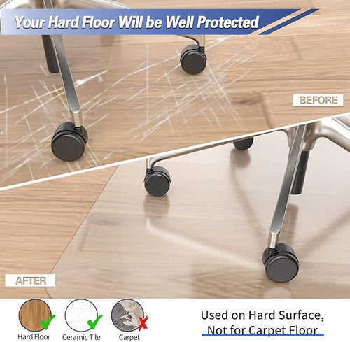 Amyracel Office Chair Mat for Hardwood Floor, 30” x 48” Clear Desk Chair Mat for Hard Floors, Easy Glide Office Floor Mat for Hardwood Floor