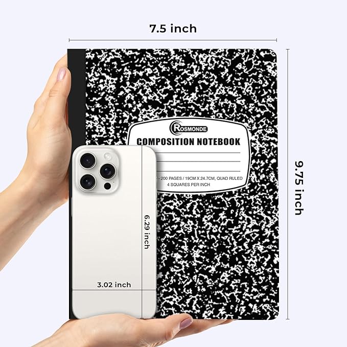 Rosmonde 50 Pack Graph Composition Notebook, 100 Sheets (200 Pgs) Graph Paper Composition Bulk Notebook for School, Bulk Graphing Notebook, 4x4 Grid, Quad Ruled Composition Book, Hard Sewn Bound Cover