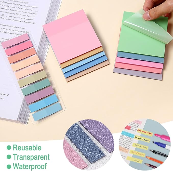 DHYLRICHER 39-Piece Aesthetic Book Annotation Kit with Pencil Case, Highlighters, Gel Pen, 700 Clear Sticky Notes, and Index Tabs – Ideal for School, College, Teachers, Office and Bible Journaling