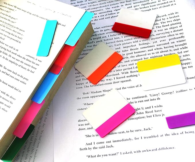 ELII 900 Pcs 2 Inch Sticky Index Tabs - Colorful, Writable & Transparent Book Tabs for Notebooks & Annotating
