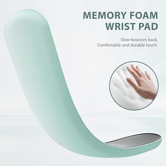 Ospelelf Wrist Rest for Keyboard and Mouse Ergonomic Mouse Pad with Wrist Support Memory Foam Wrist Rest for Computer Keyboard,3-in-1 Gel Mouse and Keyboard Pad for Office Green Gradient