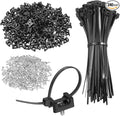 MECCANIXITY 240pcs 0.89" Cable Tie Saddle Type Mounts Base with 6" Cable Zip Ties and M5 Tapping Screws, Wire Organizer Holder Clamps Set, Black