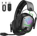 SKAPENDY Wireless Gaming Headset for PS5, PS4, PC, Switch – 2.4GHz & Bluetooth Gaming Headphones with Mic, 3D Stereo Surround Sound, 20ms Low Latency, ENC Noise Canceling, RGB Light, 50H Battery