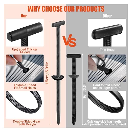 100 PCS 2026 New Upgrade Nylon Universal Cable Tie Buckle, with Clear Storage Box, Double-Sided Style Cable Tie Buckle, 5.91IN Extended Length Zip Tie for Car Repair (Fender, Bumper, Trunk Liner)