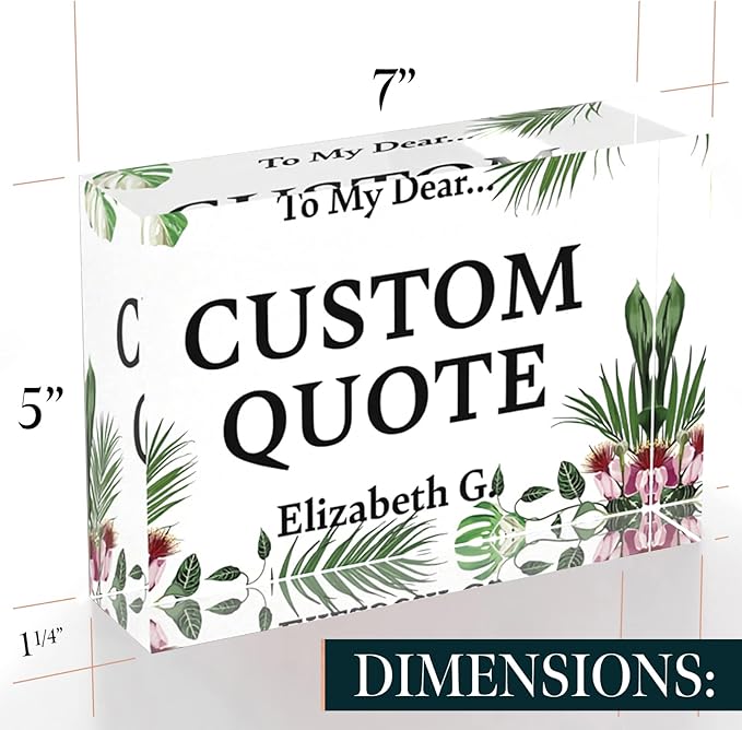 Personalized Gifts, Custom Quote Block Letter Board,Crystal-Clear Acrylic with Gift Box,17 Styles, Holiday and Christmas Gift for Mom, Dad, Girlfriend, Him or Her, Husband, Wife (5"x7, Garden)