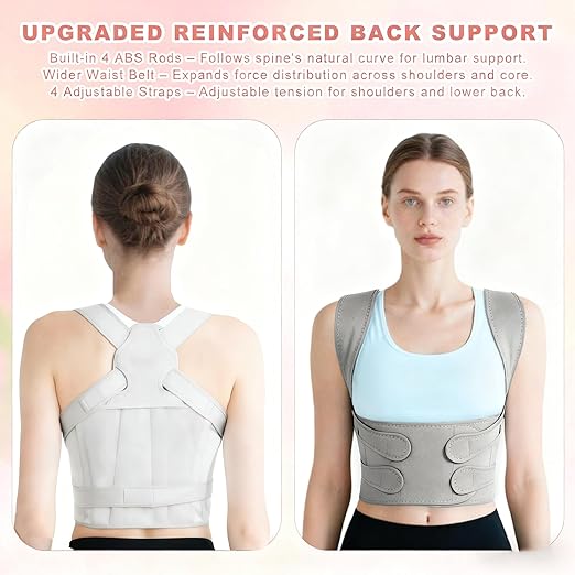 Back Brace Posture Corrector for Women and Men, Adjustable Shoulder Straightener Full Lumbar Support Belt, Upper and Lower Back Pain Relief, Scoliosis Hunchback Hump Thoracic Spine Corrector (Gray L)