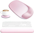 Ospelelf Wrist Rest for Keyboard and Mouse Ergonomic Mouse Pad with Wrist Support Memory Foam Wrist Rest for Computer Keyboard,3-in-1 Gel Mouse and Keyboard Pad for Office Pink
