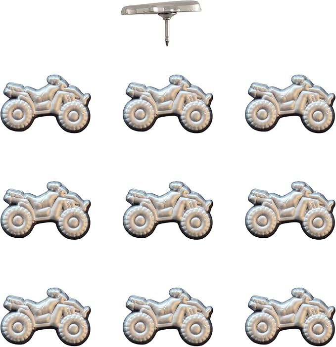 ATV Push Pins - Silver ATV Map Pins for Cork Boards, Maps, or Lapel Use - Designed in USA - Set of 10