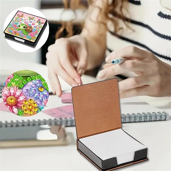 Turtle Diamond Painting Kit Note Box,Sea Memo Paper Storage Box Diamond Art,Sticky Note Holder Diamond Art,Diamond Painting Memo Pad For Office Desk. (Turtle)