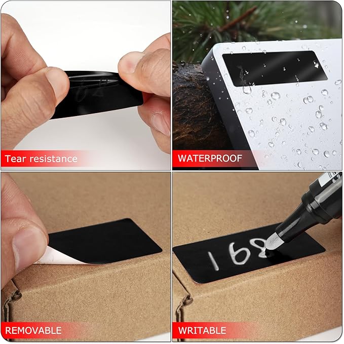 Meitaat Black Rectangle Stickers 2 x 1 Inch Color Coding Labels Vinyl Roll Self-Adhesive Waterproof Removable 500 PCS