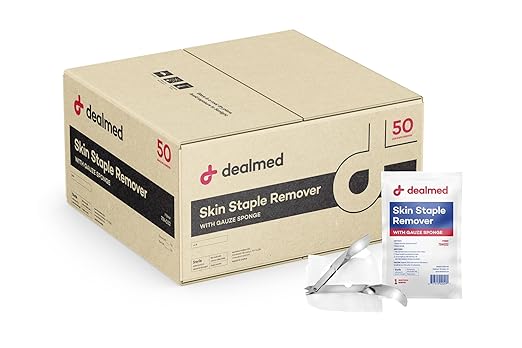 Dealmed Sterile Staple Removal Kit, Includes Staple Remover and Gauze Sponge, Staple Removal Tool Single-Use Kit, Ideal for Hospitals and Clinics (50 Kits)