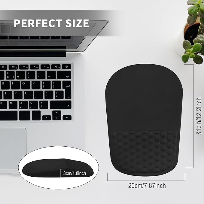 Ergonomic Mouse Pad with Wrist Support, Comfortable Memory Foam Mousepad with Massage Design and Non-Slip PU Base, Wrist Rest Mouse Pad for Office and Home, 12x8 Inch
