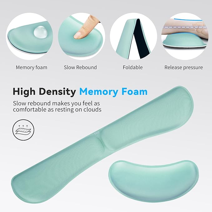 ZIBLY Wrist Rest Keyboard and Mouse Set - Anti-Skid Non Slip Ergonomic Wrist Cushion Support Pad - Easy Typing,Pain Relief - Premium Memory Foam for Work from Home Gaming Computer Laptop