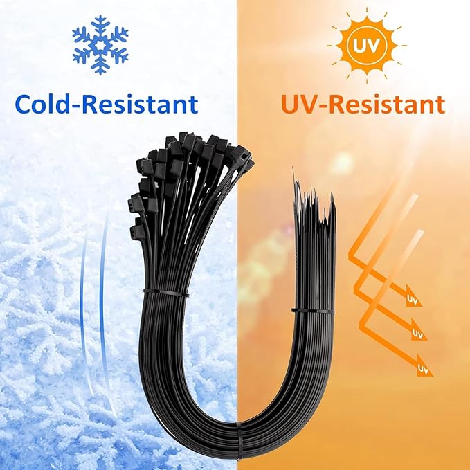 Black Zip Ties Heavy Duty 24 Inch Outdoor, 175lb Extra Large Cable Tie Wraps Long Plastic Wire Ties Wide Big Strong Thick Zipties 50 Pack