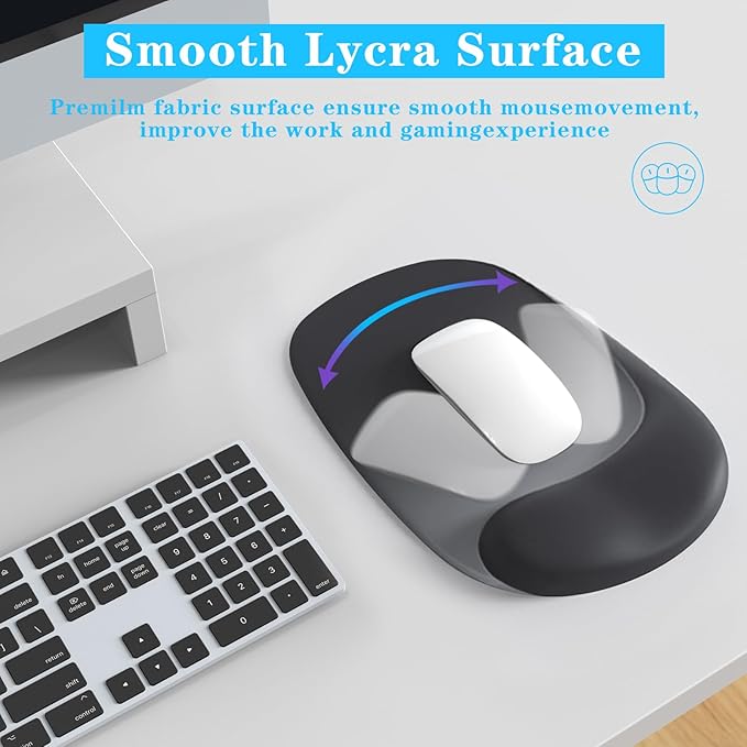 Wrist Rest Support for Mouse Pad and Keyboard Set, Ergonomic Gel Wrist Support - Fabric with Non-Slip, Soft & Comfortable, Relieve Office or Gaming Wrist Pain (Black)