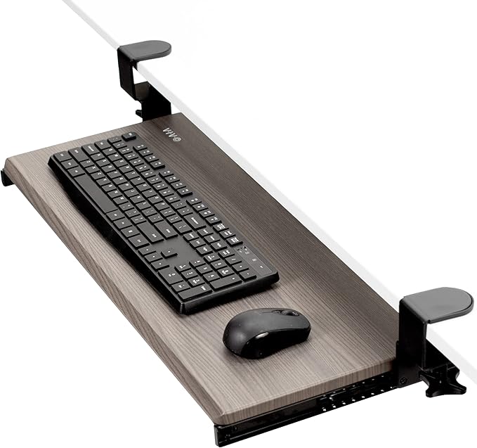 VIVO Large Clamp-on Computer Keyboard and Mouse Under Desk Slider Tray, 27 x 11 inch Pull Out Platform Drawer, Gray, MOUNT-KB05GY