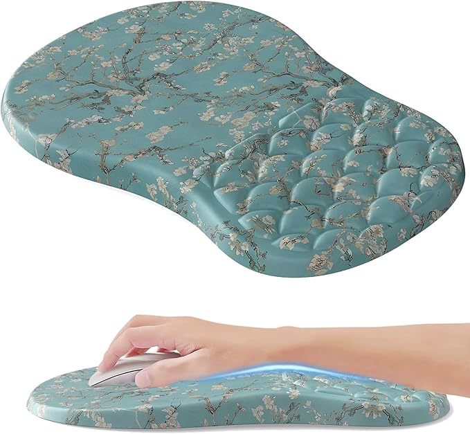 Mouse Pad Wrist Support, Ergonomic Mouse Pad with Wrist Rest, Comfortable Flower Mouse Pad for Laptop, Pain Relief Mousepad with Non-Slip Pu Base