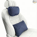 2PCS Welbrit Car Pillow for Car Neck Pillow for Driving Seat Lumbar Support Soft Cushion with Extra Filling Accessories Back Support for Travel Nap and Trips Sleeping(Blue, Head and Lumbar)