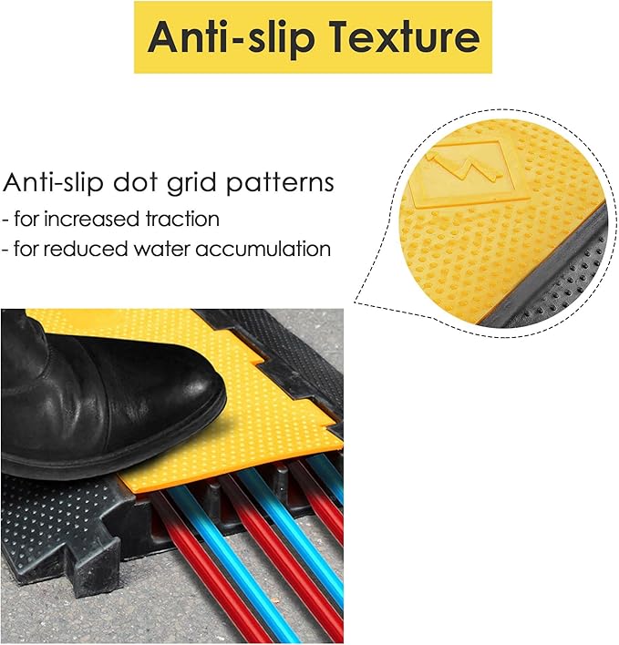 Yescom Cable Ramp Protector 3 Channel Garden Hose Protecitive 44000 Lbs Load Capacity Heavy Duty Speed Bump for Road Driveway Walkway