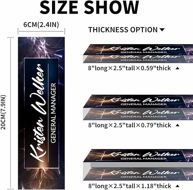 Desk Name Plate Personalized, Premium Business Classic Blue Acrylic Desk Name Plate, Personalized Name Plate for Desk, Office Decor for Women or Men Coworkers, Boss, Employee, Teacher