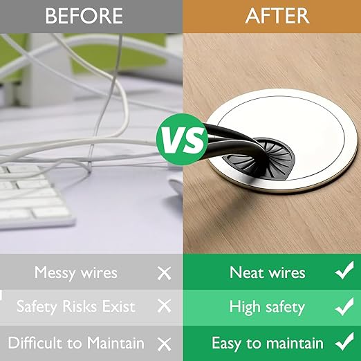 10 Pcs Desk Grommet 2" / 50 mm, Desk Cord Hole Cover, Cable Grommet ABS Plastic, Desk Hole Grommet for Home & Office Pc, Detachable Cable Cord Organizer-Silver Sand