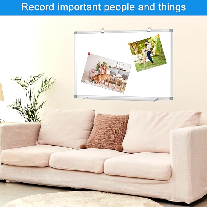 White Board Dry Erase Whiteboard for Wall 36" x 24" Aluminum Presentation Magnetic Whiteboards with Long Pen Tray, 12 Magnets, 3 Markers & 1 Eraser