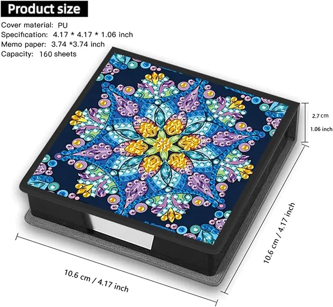 Mandala Diamond Painting Kit Note Box,Flower Memo Paper Storage Box Diamond Art,Sticky Note Holder Diamond Art,Diamond Painting Memo Pad For Office Desk. (Mandala)