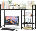 Snughome Desk Shelf, 44.9" Large Desktop Organizer Shelf, Desk Hutch for Monitor, 4 Tier Display Rack, Wooden Desktop Bookshelf Storage Rack for Home Office Dorm