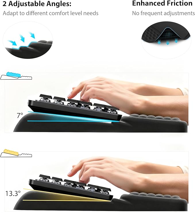 Wrist Rest for Keyboard, Ergonomic Keyboard Stand with Wrist Rest, Soft Memory Foam Wrist pad with Non-Slip Base & Dust Brush, Comfort for Office, Work, Gaming- Black
