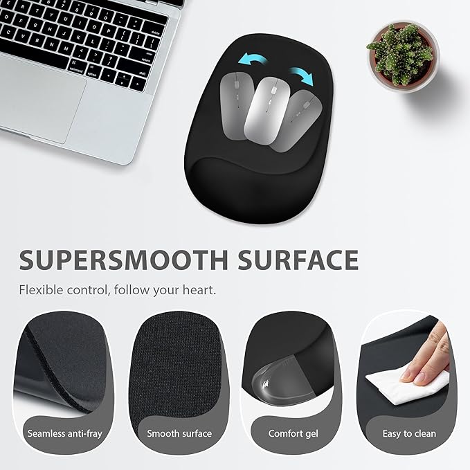 Ospelelf Wrist Rest for Keyboard and Mouse Ergonomic Mouse Pad with Wrist Support Memory Foam Wrist Rest for Computer Keyboard,3-in-1 Gel Mouse and Keyboard Pad for Office Black