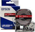 Epson LABELWORKS 224WRPX Genuine PET (Polyester) Tape Cartridge - White on Red Label Maker Tape - 1" (24MM) Wide, 30'