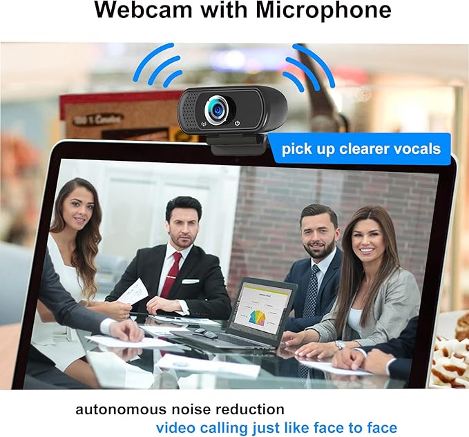 1080p Webcam with Microphone, USB Web Camera 110-Degree View Angle Computer Camera,Webcam Tripod/Privacy Cover included,Plug and Play Web Cam for pc laptop computer mac Video Conferencing Streaming