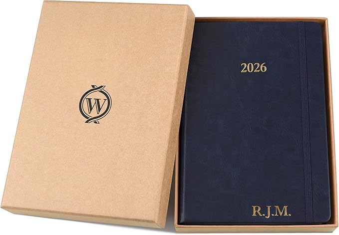 Wykeham's Executive 2026 Daily Journal Planner – US Public Holidays & Format – Customization Available (Personalized Royal Blue, 8.5"×5.5")