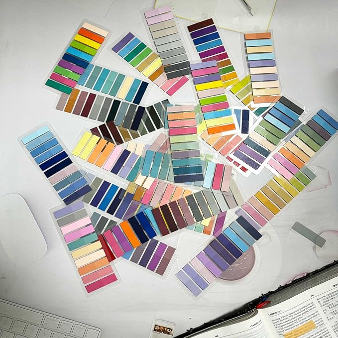 ELII 6000pcs Books Tabs for Annotating Page Tabs Morandi Sticky Index Tabs,Transparent Sticky Notes Tabs Label Stickers Index Tabs for Reading Notes, Classify File