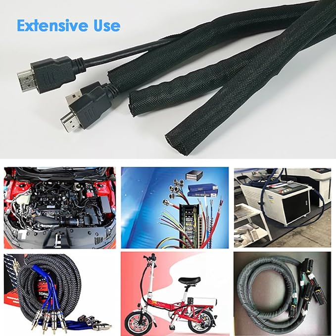Dog and Cat Cord Protector – Pet-Proof Cable Guard for Wires and Cords – Prevents Pets from Chewing and Damaging Cables – Flexible & Durable – 10ft, 1/2in Diameter, Black (Self-Sealing Design)