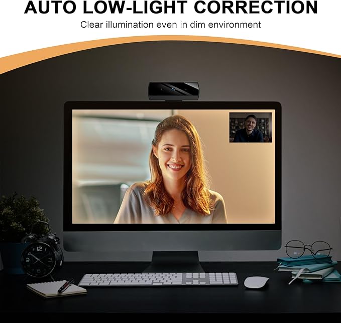 Diccik Webcam for PC, Full HD 1080P Video Calling, HD Light Correction, Works with Skype, Zoom, FaceTime, Hangouts, PC/Mac/Laptop/MacBook/Tablet