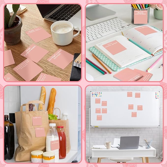 Yinder 24 Pcs Employee Appreciation Sticky Notes New Year Gift Bulk Motivation Sticky Note Pads Inspirational Gift for Teacher Nurse Staff Coworker Office Supply 3 x 3'' (Appreciation,Pink Color)