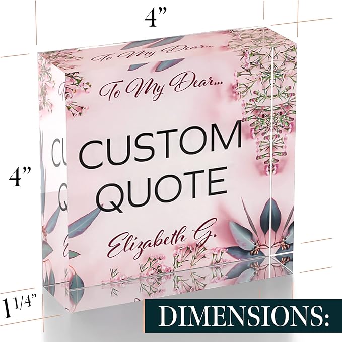 Custom Acrylic Sign Personalized, Custom Desk Name Plate, 18 Styles, (4"x4"), With Gift Box, USA Made by Acryluxe. (Glowing)