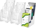 zavekia 3 Pack 4 Tier Acrylic Brochure Holder , 4-Inch Wide Clear Literature Holder Acrylic Pamphlet Holder Brochure Display Stand