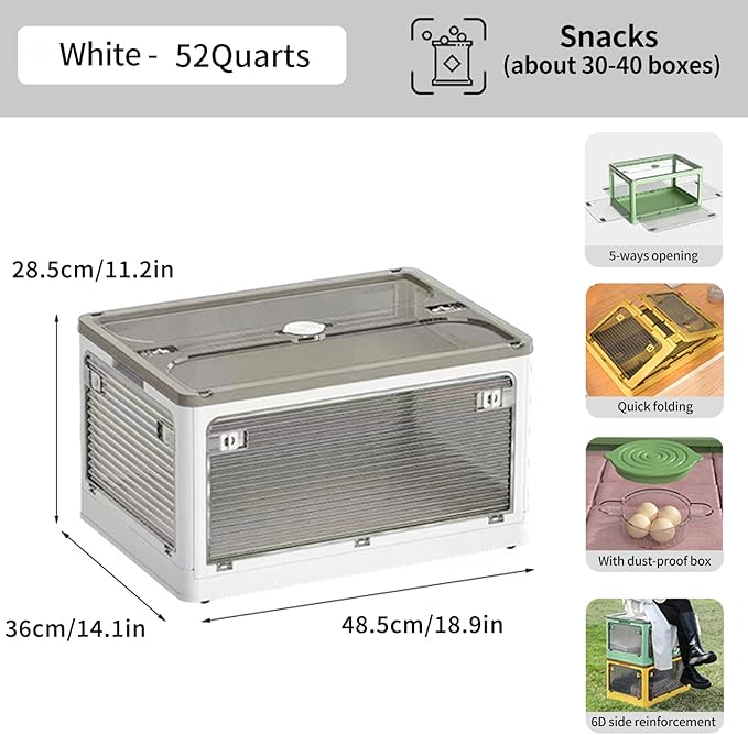 3 PACK Stackable Storage Bins, 50 Liters Closet Organizers with 3 Lids, Wheels, Drawers, Foldable Collapsible Box for Clothes and Camping Out Doors Bins, White