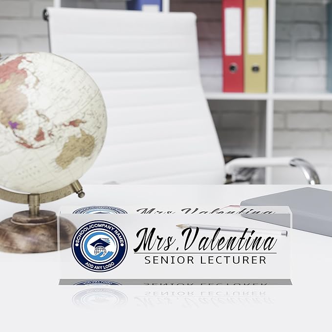 Custom Personalized Office Desk Plates-Gifts & Decor (White)